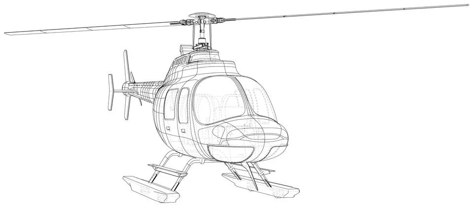 Drawing of helicopter, Vector wireframe concept. Created illustration of 3d. The 스톡 일러스트