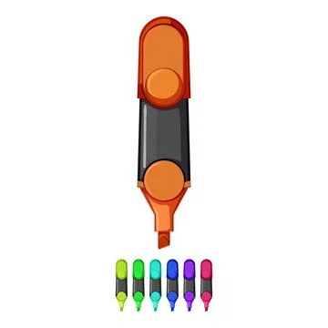 Drawing highlighter cartoon vector graphic sign color Stock Illustration