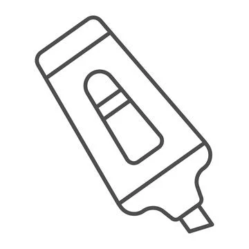 Drawing highliter, marker thin line icon, writing implements concept, writing Illustrazione stock