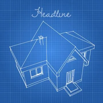 Drawing of the home on a blue background. Illustrazione stock