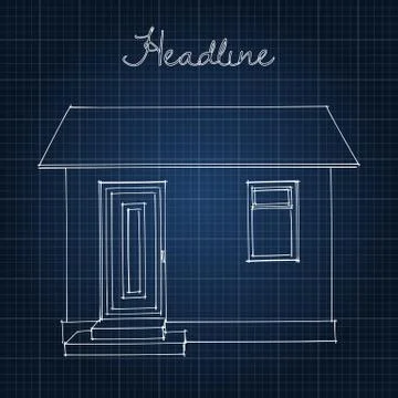 Drawing of the home on a blue background Ilustración de archivo