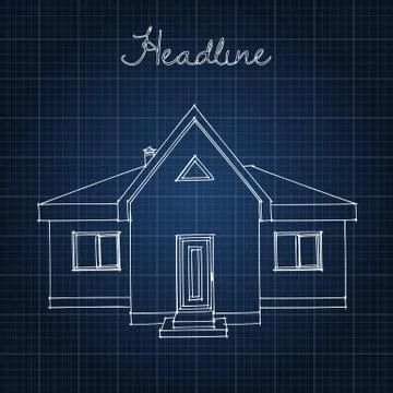Drawing of the home on a blue background Stockillustratie