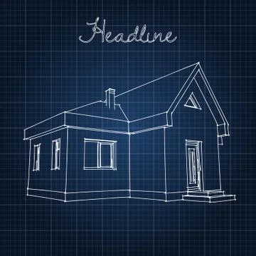 Drawing of the home on a blue background Stock Illustration