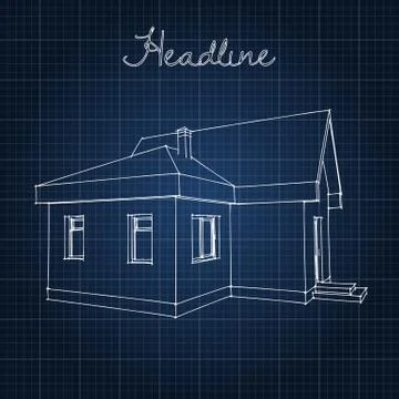 Drawing of the home on a blue background Ilustración de archivo