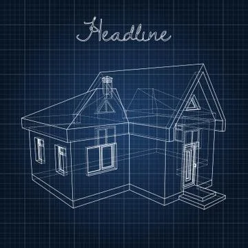 Drawing of the home on a blue background 스톡 일러스트