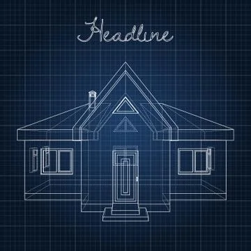 Drawing of the home on a blue background Ilustración de archivo