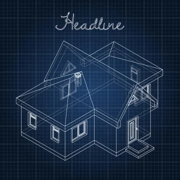 Drawing of the home on a blue background Ilustración de archivo