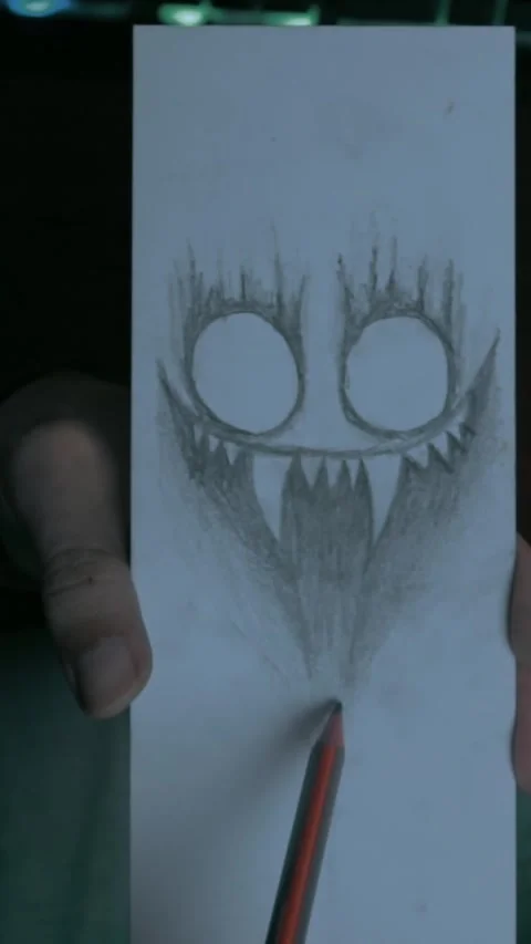 Drawing a Horror Creature – Sketchbook Close-Up Video stock 318594247