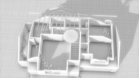 From drawing to house. 3D rendering. Stock Footage 150144516