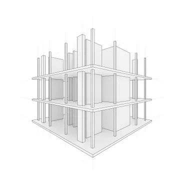 Drawing of a house under construction Stock Illustration