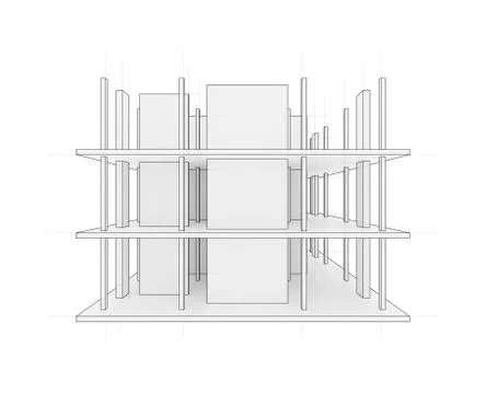 Drawing of a house under construction Illustrazione stock