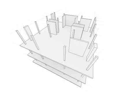 Drawing of a house under construction Illustrazione stock