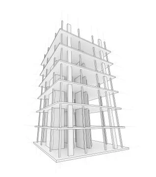 Drawing of a house under construction Stock Illustration