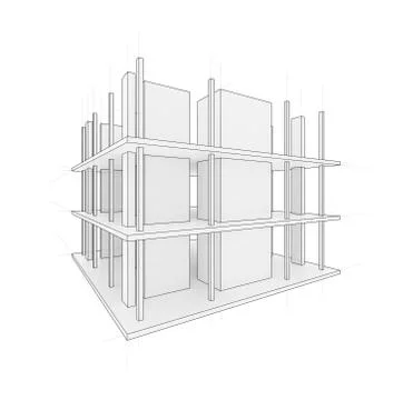 Drawing of a house under construction Stock Illustration