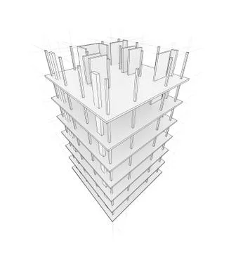 Drawing of a house under construction Stock Illustration