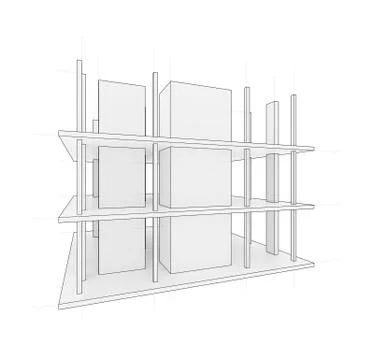 Drawing of a house under construction Stock Illustration