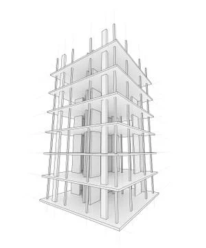 Drawing of a house under construction Stock Illustration