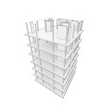 Drawing of a house under construction Stock Illustration