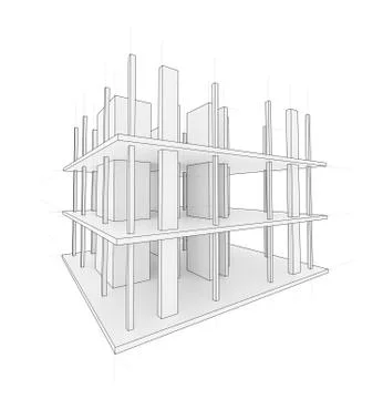 Drawing of a house under construction Stock Illustration