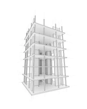 Drawing of a house under construction Illustrazione stock