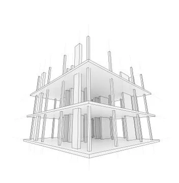 Drawing of a house under construction Illustrazione stock
