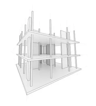 Drawing of a house under construction Illustrazione stock