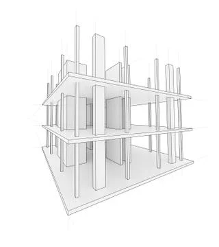 Drawing of a house under construction Stock Illustration