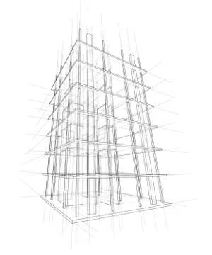 Drawing of a house under construction Stock Illustration