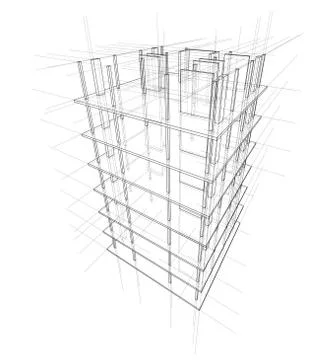 Drawing of a house under construction Stock Illustration