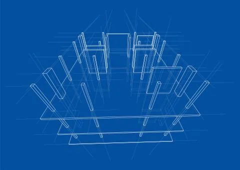 Drawing of a house under construction Stock Illustration