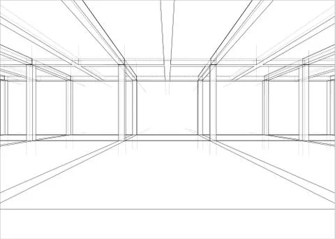 Drawing of a house under construction Illustrazione stock