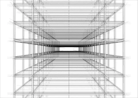 Drawing of a house under construction Illustrazione stock