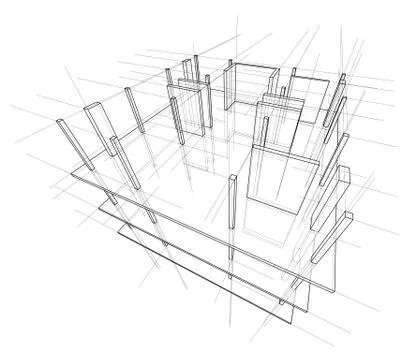 Drawing of a house under construction Illustrazione stock