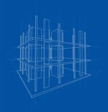 Drawing of a house under construction Stock Illustration