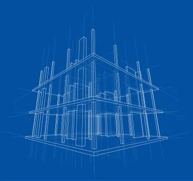 Drawing of a house under construction Illustrazione stock