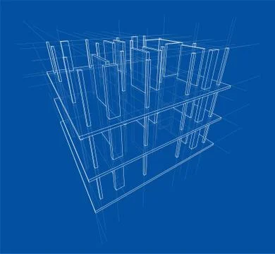Drawing of a house under construction Stock-Illustration
