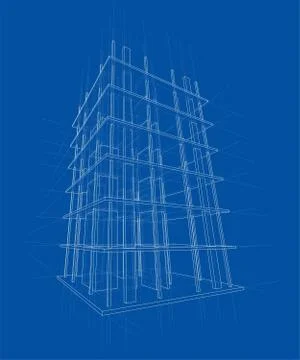 Drawing of a house under construction Stock Illustration