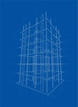 Drawing of a house under construction Illustrazione stock