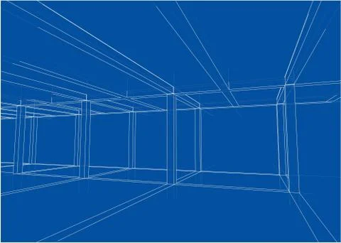 Drawing of a house under construction Stock Illustration
