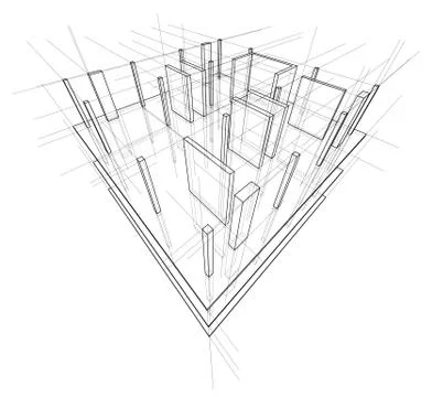 Drawing of a house under construction Stock Illustration