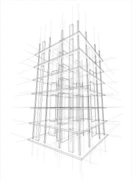 Drawing of a house under construction Illustrazione stock