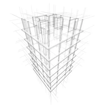 Drawing of a house under construction Stock Illustration