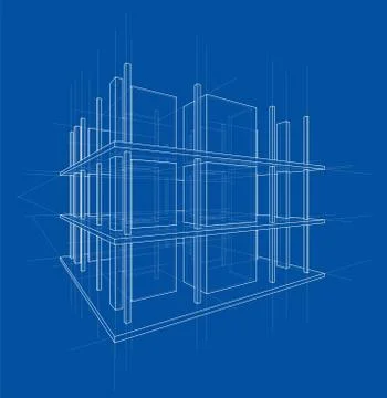 Drawing of a house under construction Stock Illustration