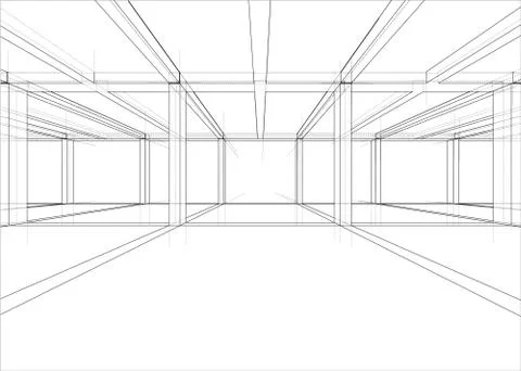Drawing of a house under construction Stock Illustration