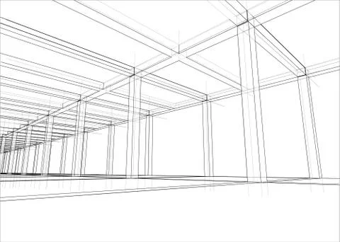 Drawing of a house under construction Stock Illustration