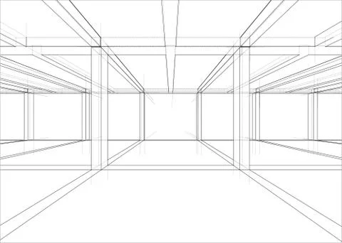Drawing of a house under construction Stock Illustration