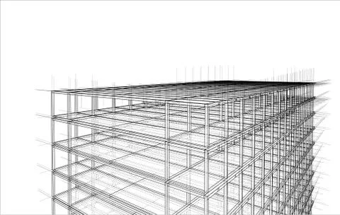 Drawing of a house under construction. Vector Illustrazione stock