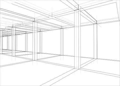 Drawing of a house under construction. Vector Illustrazione stock