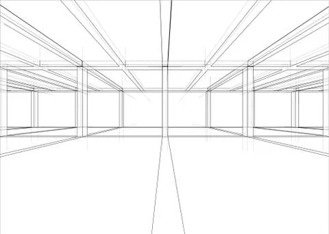 Drawing of a house under construction. Vector Stock Illustration