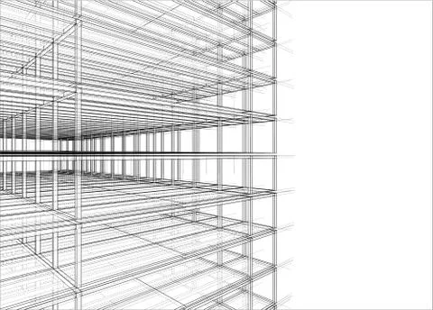 Drawing of a house under construction. Vector Illustrazione stock